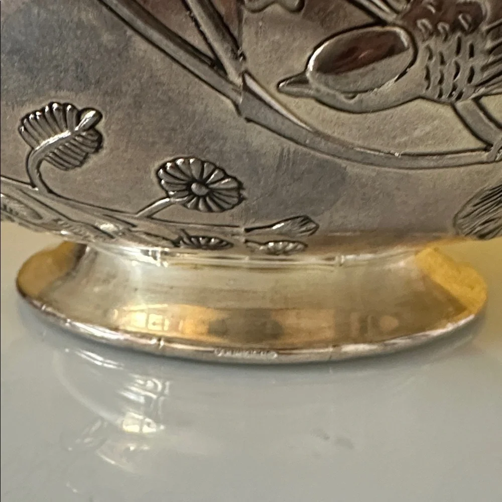 Godinger Silver Plate Decorative Large Bowl with Bird Design